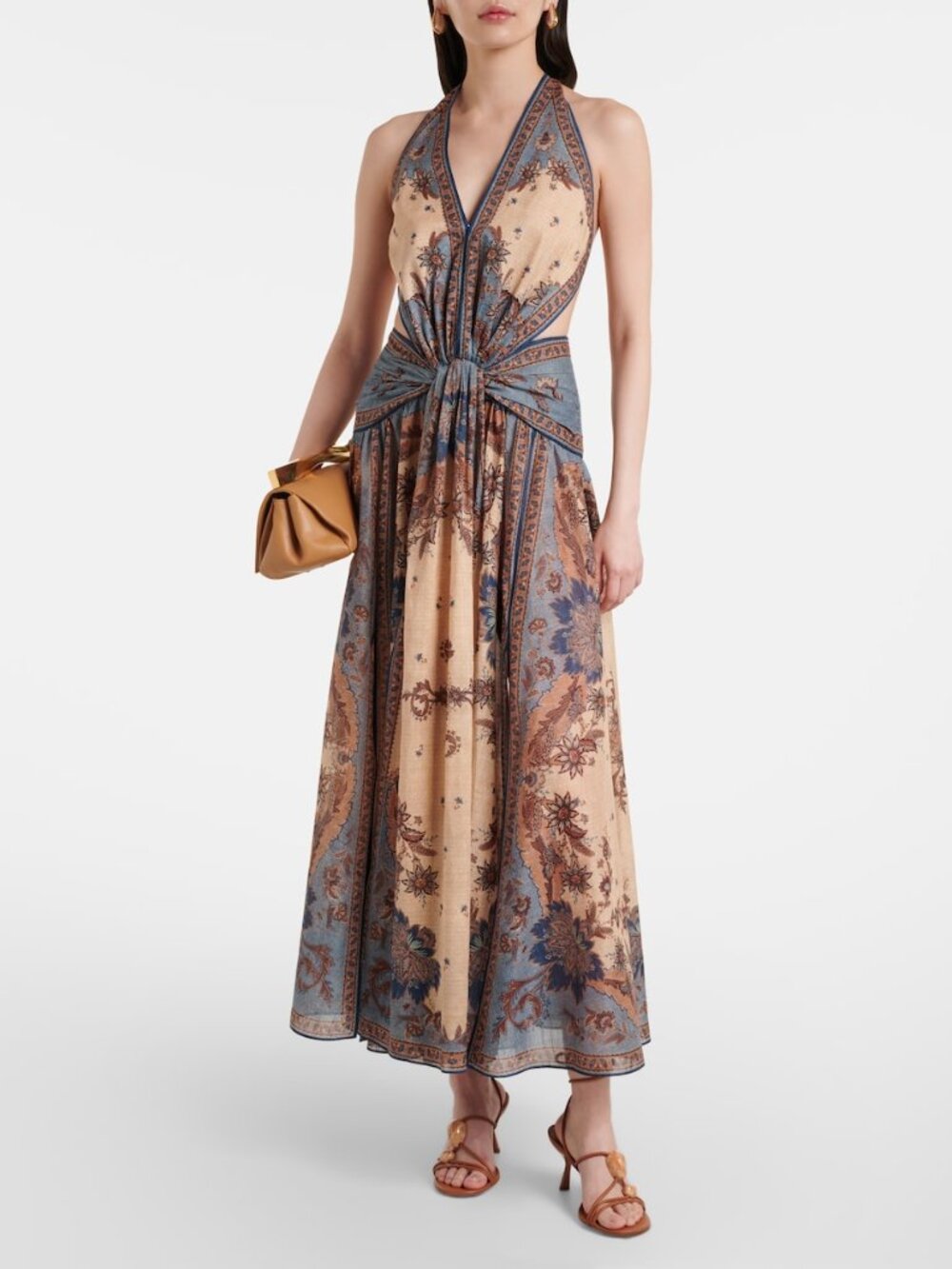 Zimmermann Ascension Plunge Halter Maxi Dress Multi Size 0